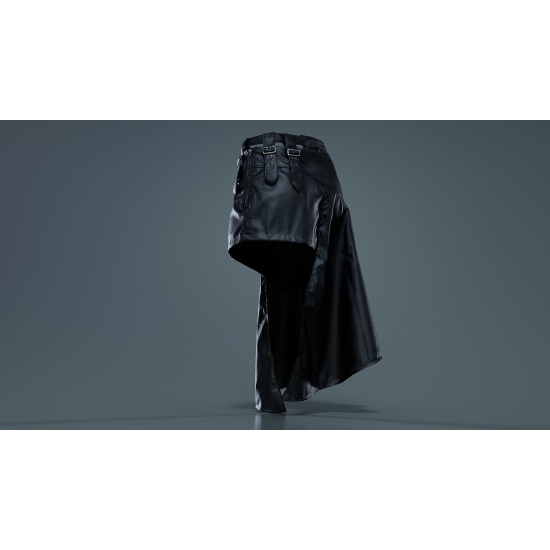 Asymmetric Belts Skirt 3D Model – Low Poly Character Clothing, FBX - View 4