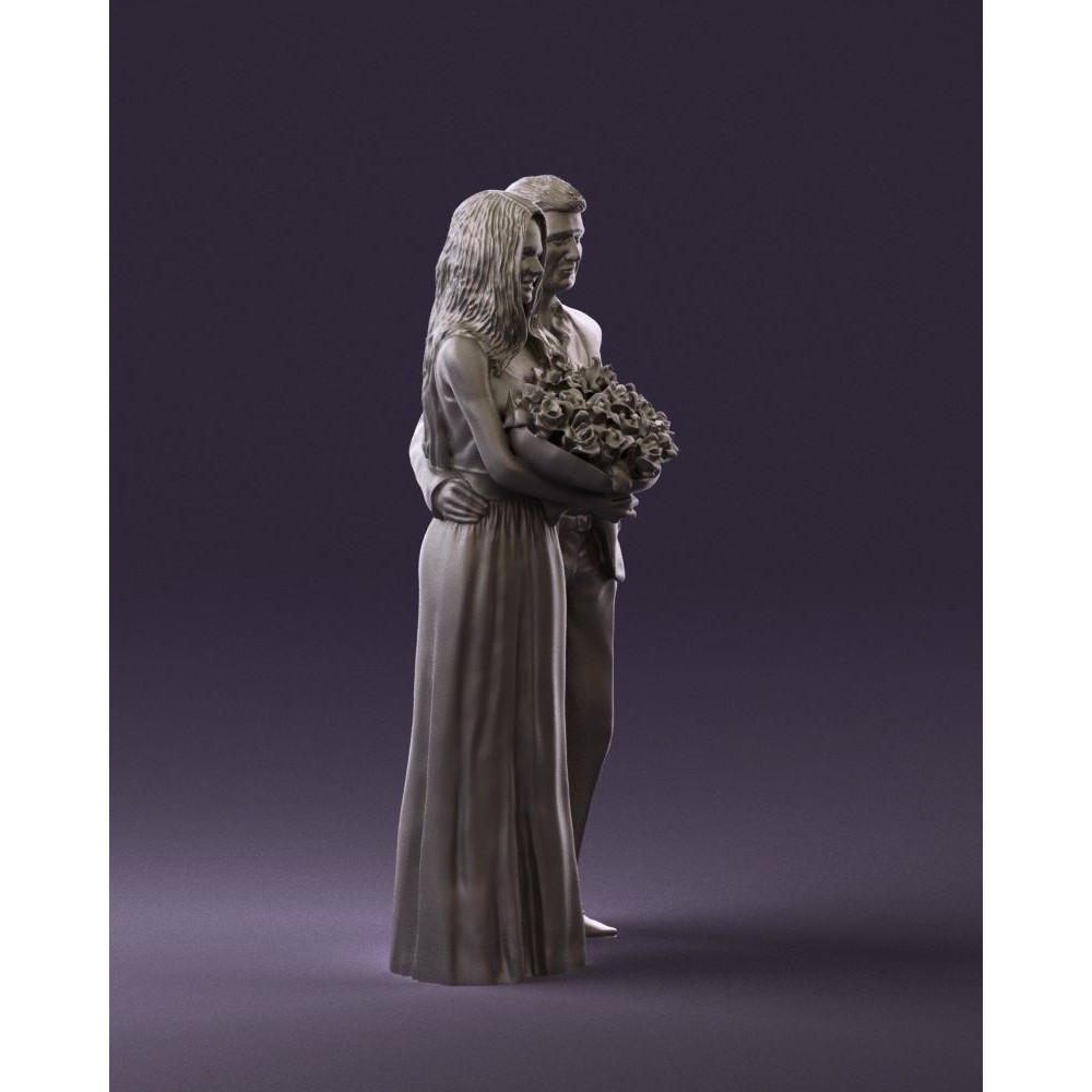 Man and Woman 3D Model – Evening Dresses with Bouquet Flowers, FBX - View 17