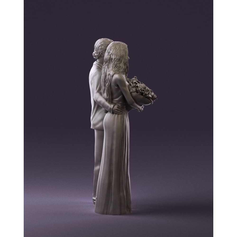Man and Woman 3D Model – Evening Dresses with Bouquet Flowers, FBX - View 18