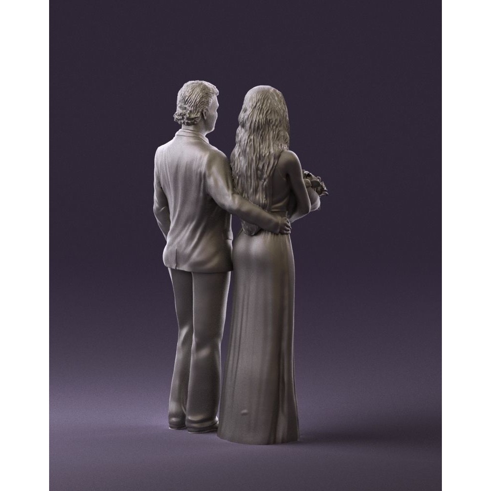 Man and Woman 3D Model – Evening Dresses with Bouquet Flowers, FBX - View 19