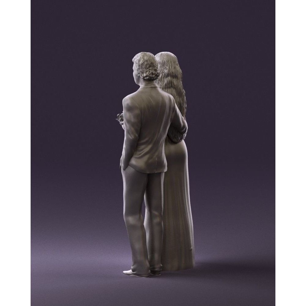 Man and Woman 3D Model – Evening Dresses with Bouquet Flowers, FBX - View 21