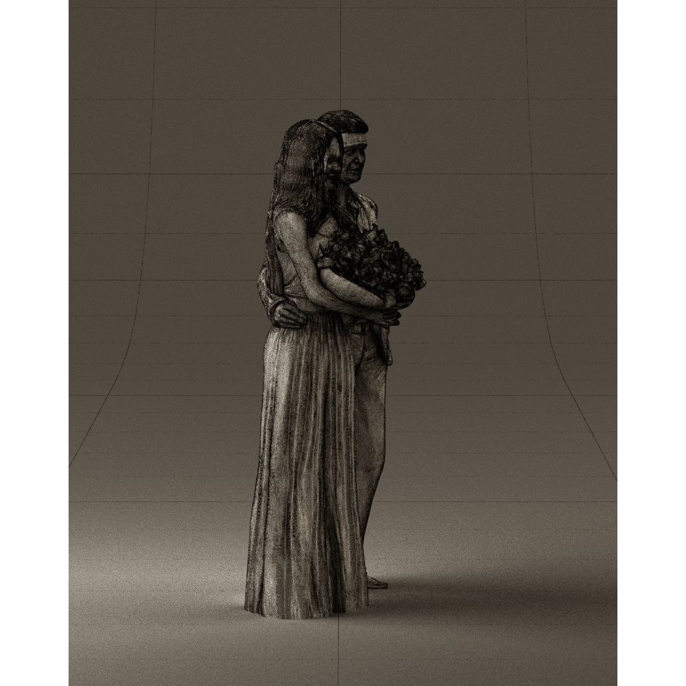 Man and Woman 3D Model – Evening Dresses with Bouquet Flowers, FBX - View 29