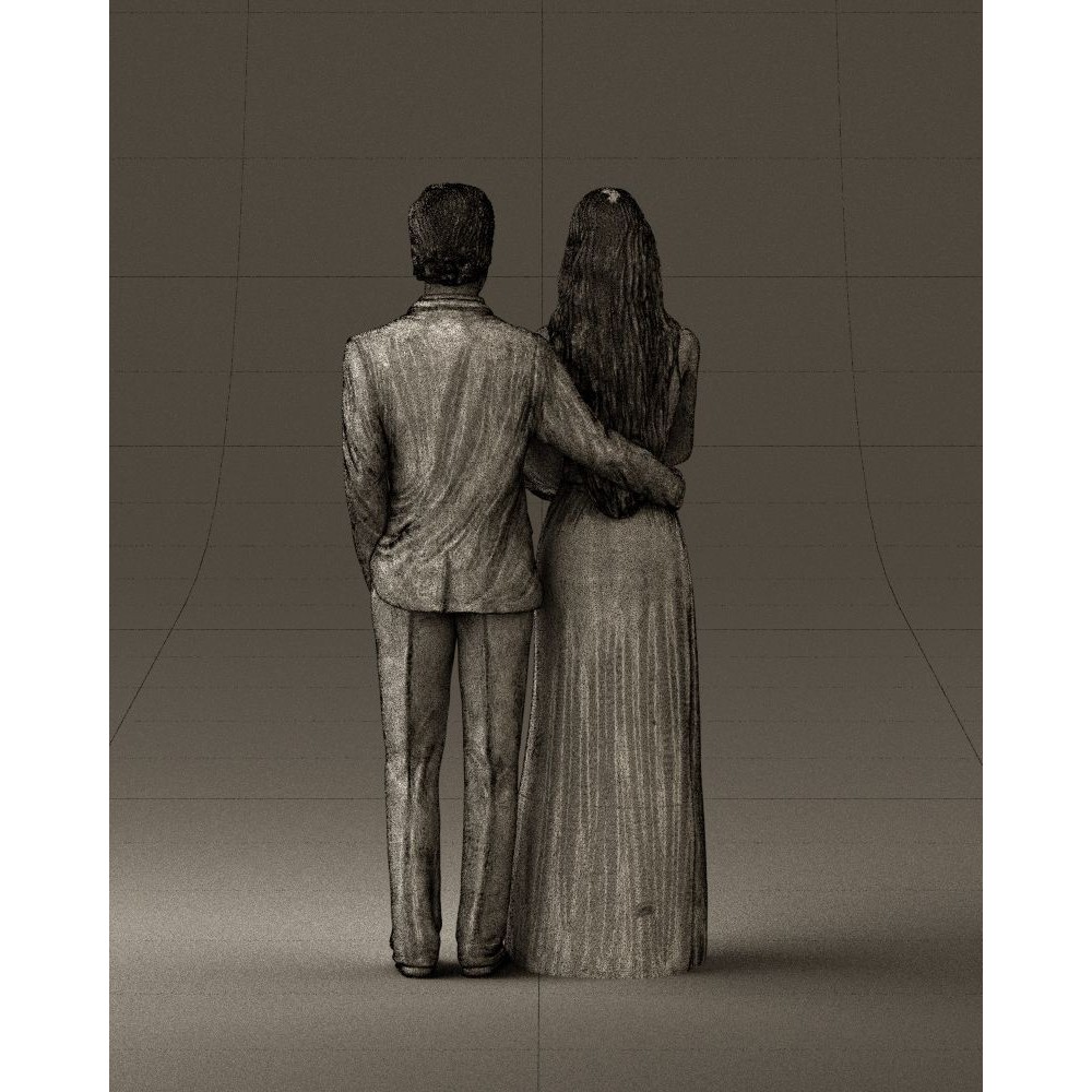 Man and Woman 3D Model – Evening Dresses with Bouquet Flowers, FBX - View 32