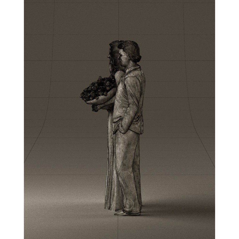 Man and Woman 3D Model – Evening Dresses with Bouquet Flowers, FBX - View 34