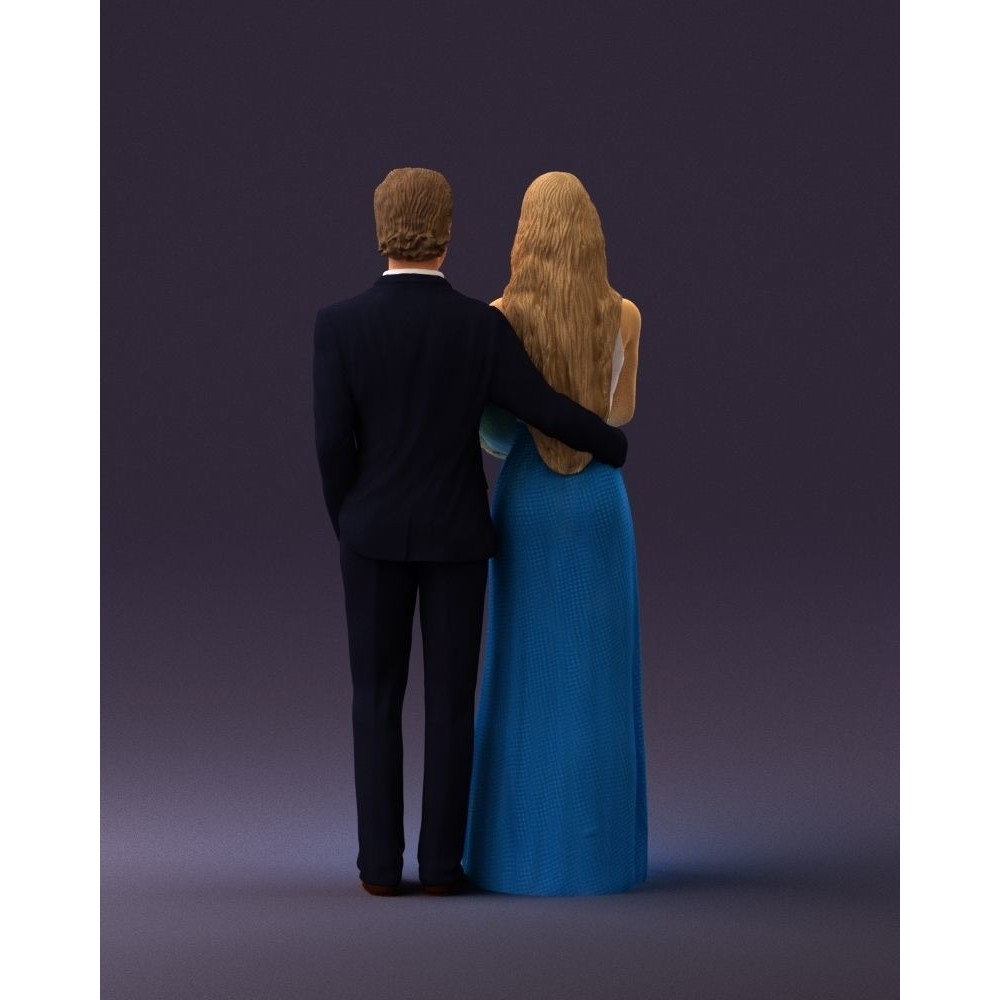 Man and Woman 3D Model – Evening Dresses with Bouquet Flowers, FBX - View 8