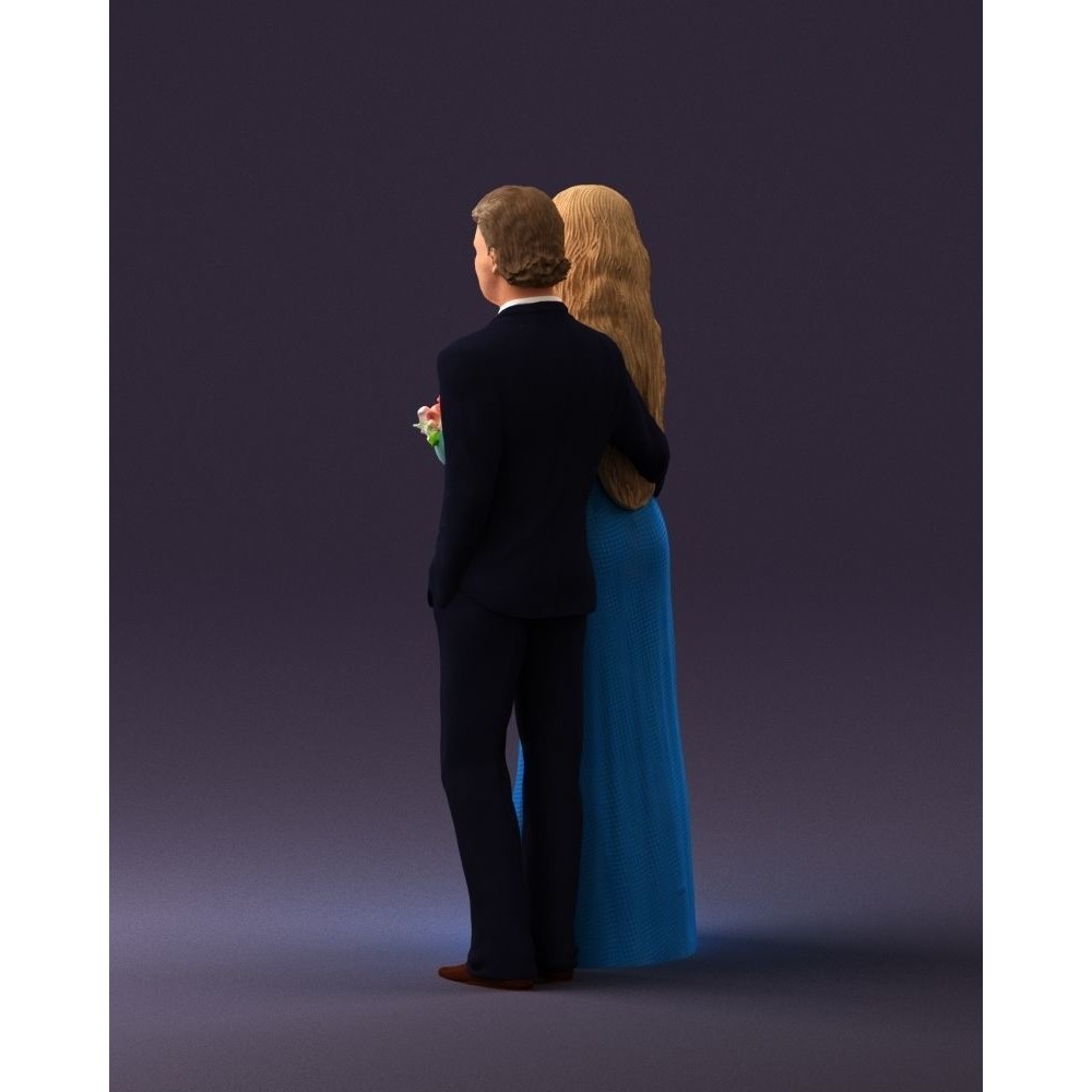 Man and Woman 3D Model – Evening Dresses with Bouquet Flowers, FBX - View 9