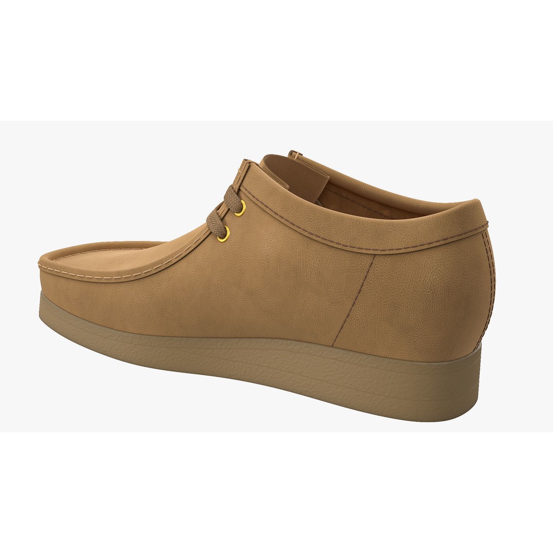 Clarks Wallabee Mid Tan Leather 3D Model – High Poly Game Asset, FBX, OBJ - View 12