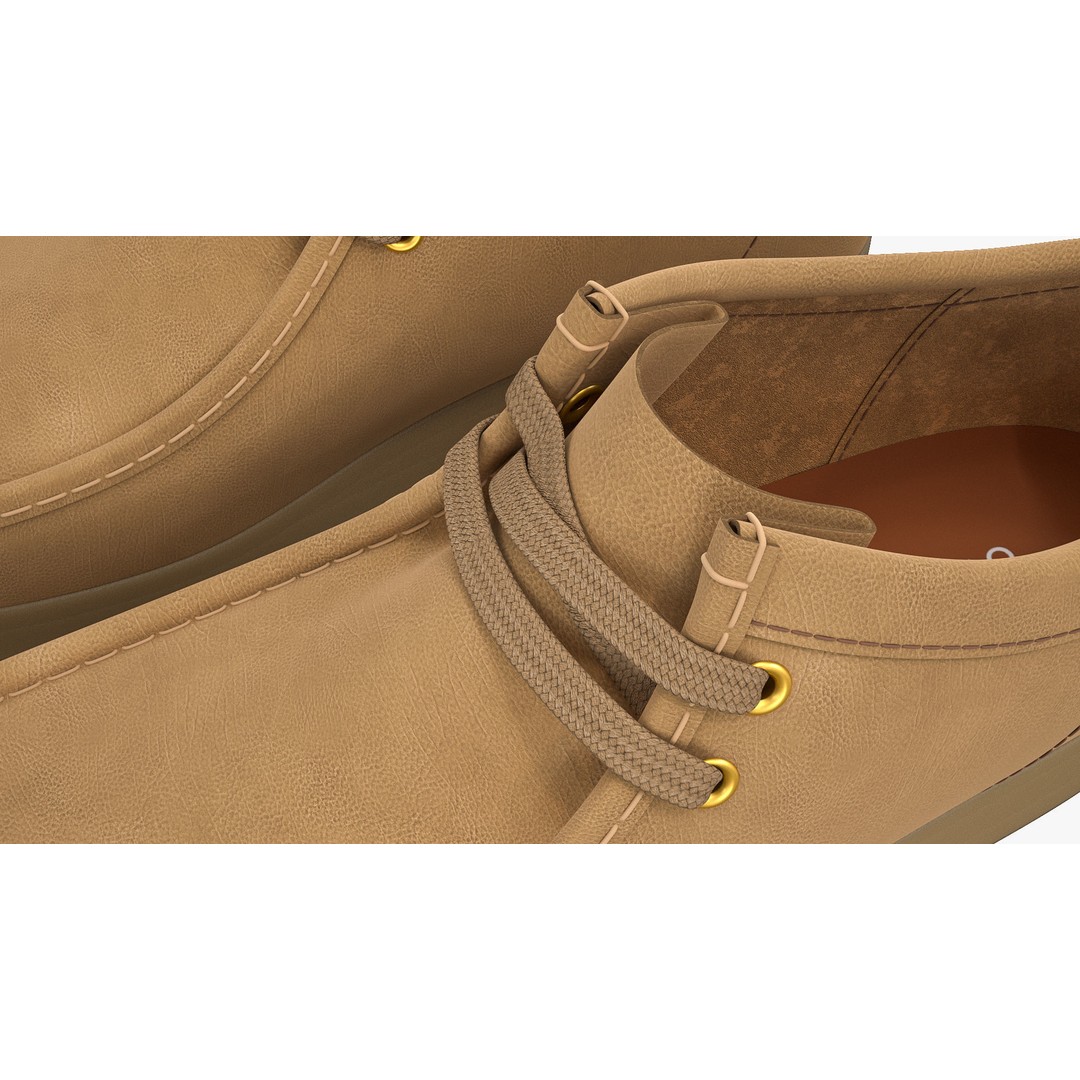 Clarks Wallabee Mid Tan Leather 3D Model – High Poly Game Asset, FBX, OBJ - View 13