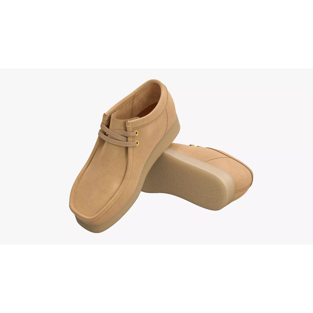 Clarks Wallabee Mid Tan Leather 3D Model – High Poly Game Asset, FBX, OBJ - View 2