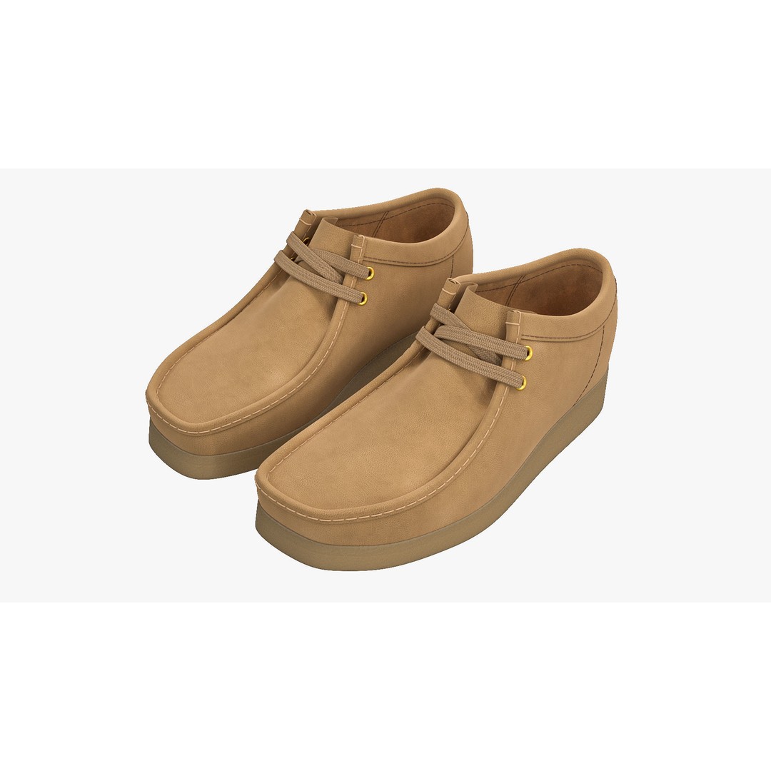Clarks Wallabee Mid Tan Leather 3D Model – High Poly Game Asset, FBX, OBJ - View 6