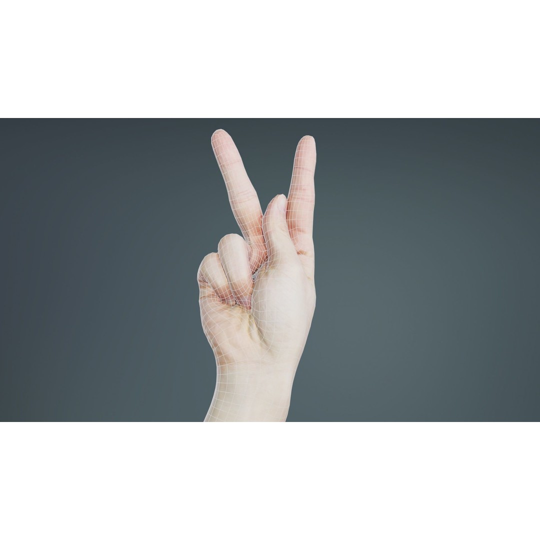 Finger Alphabet K 3D Model – Low Poly Character Asset, Blender - View 11