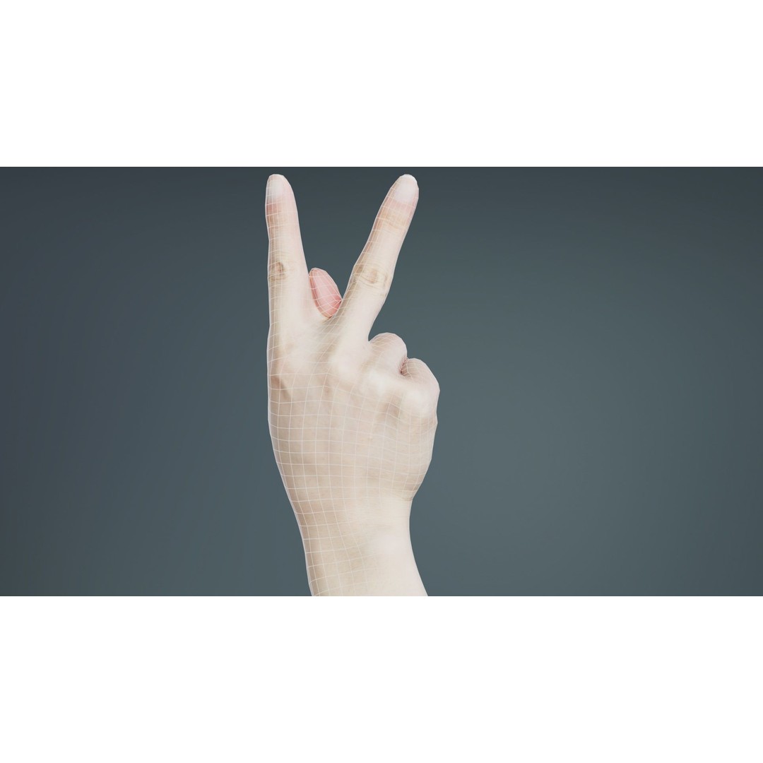 Finger Alphabet K 3D Model – Low Poly Character Asset, Blender - View 12