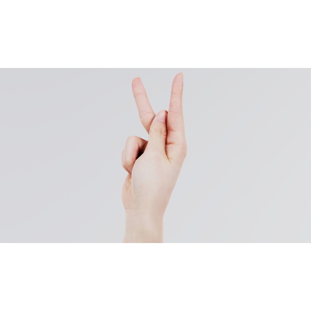 Finger Alphabet K 3D Model – Low Poly Character Asset, Blender - View 3