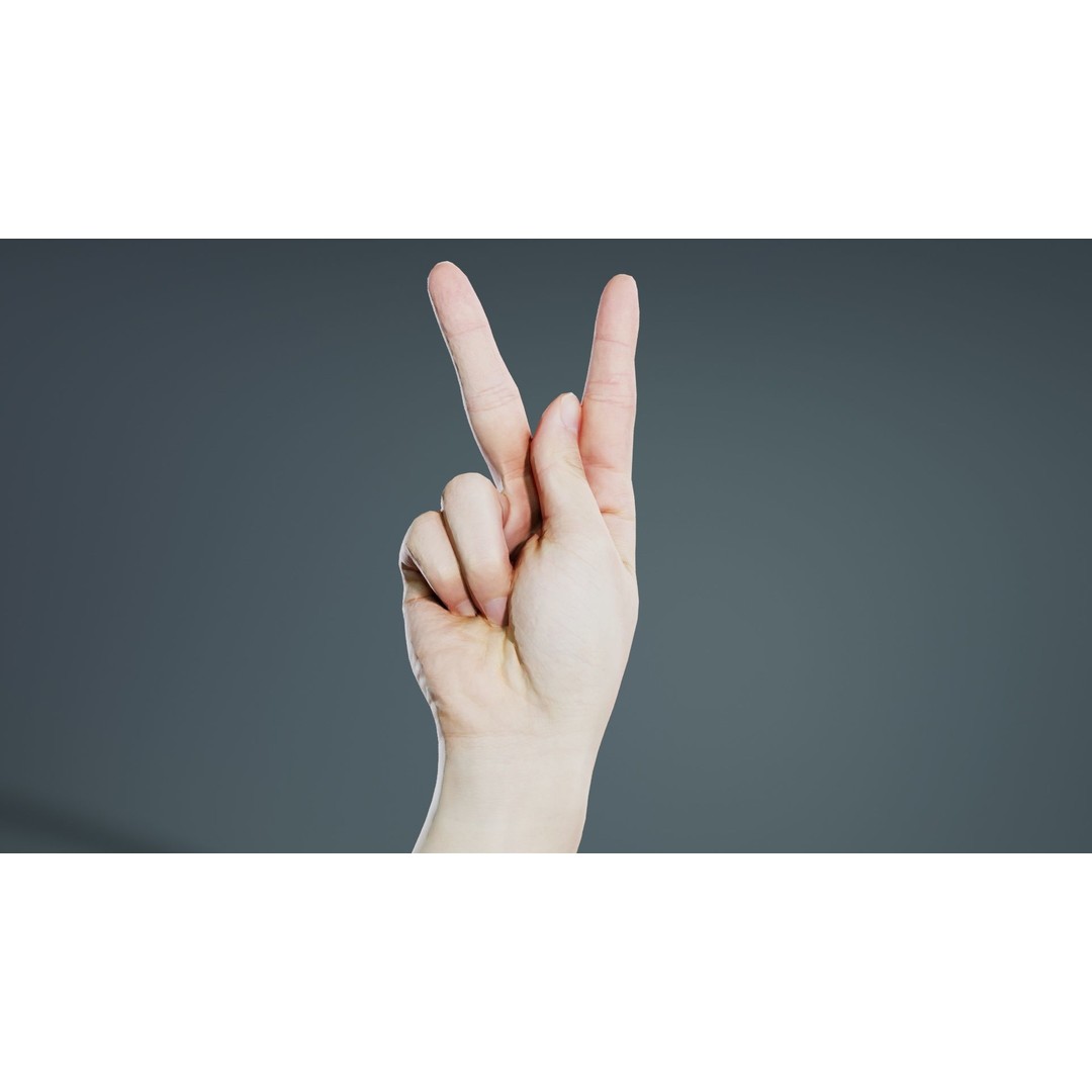 Finger Alphabet K 3D Model – Low Poly Character Asset, Blender - View 4