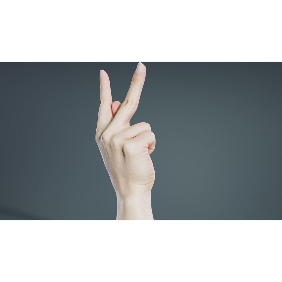 Finger Alphabet K 3D Model – Low Poly Character Asset, Blender - View 5