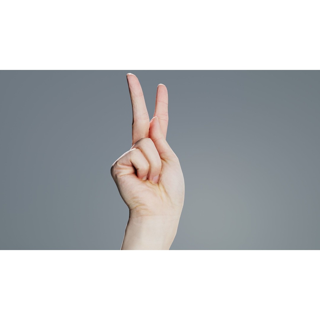 Finger Alphabet K 3D Model – Low Poly Character Asset, Blender - View 6