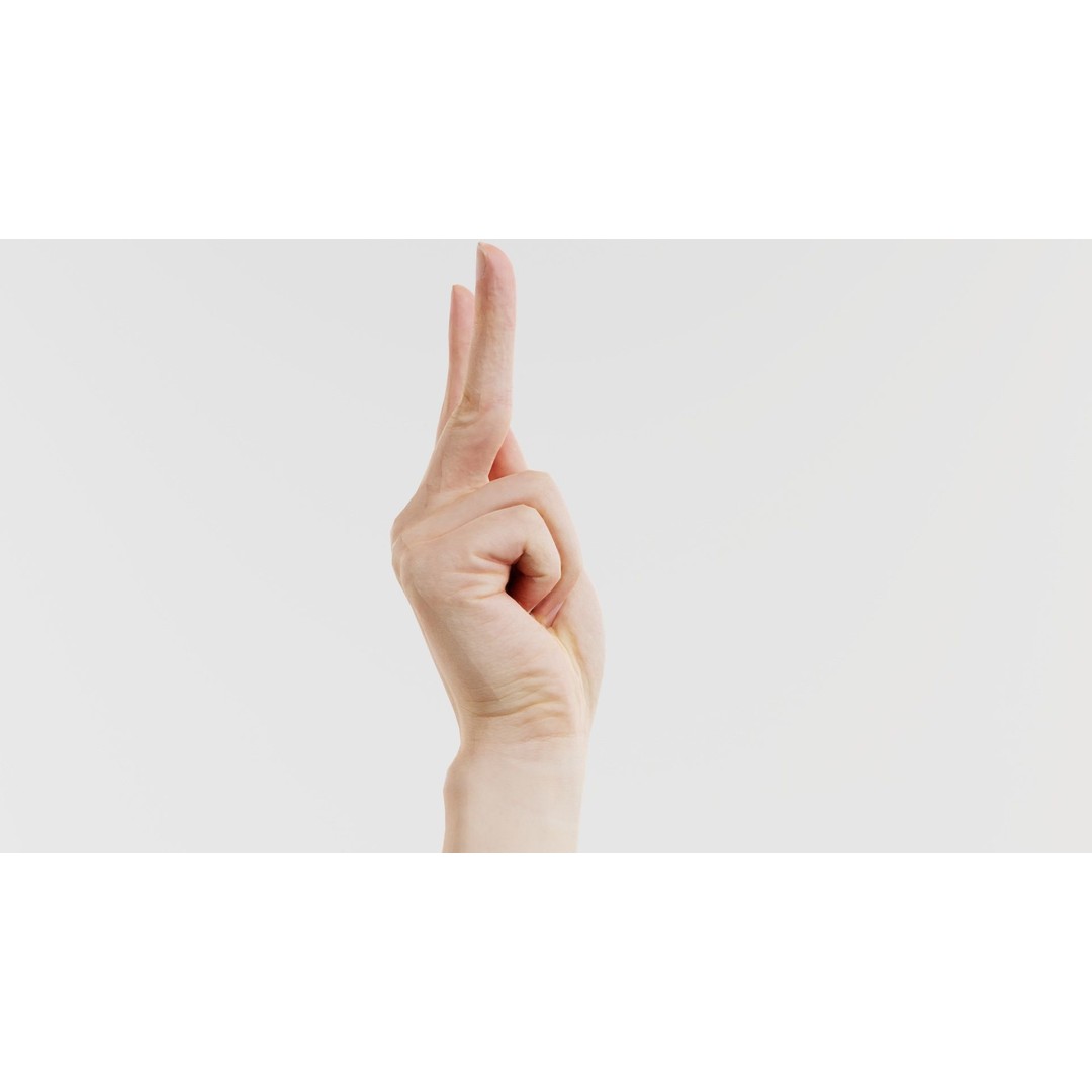 Finger Alphabet K 3D Model – Low Poly Character Asset, Blender - View 9