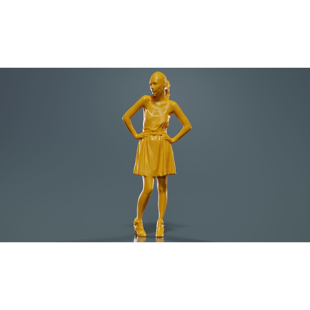 White Dress Woman 3D Model – Low Poly Character, FBX, Blender - View 14