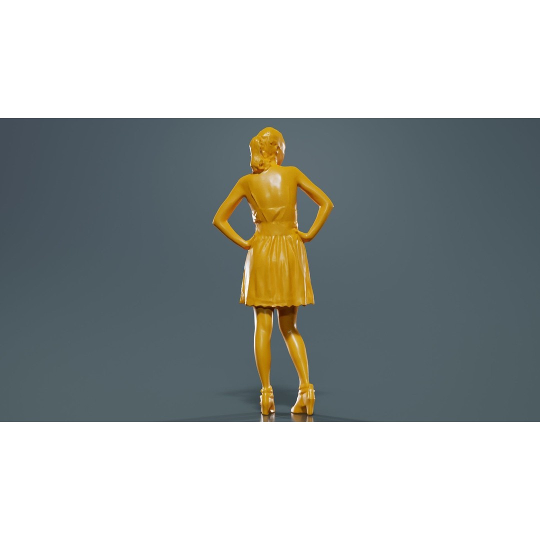 White Dress Woman 3D Model – Low Poly Character, FBX, Blender - View 15