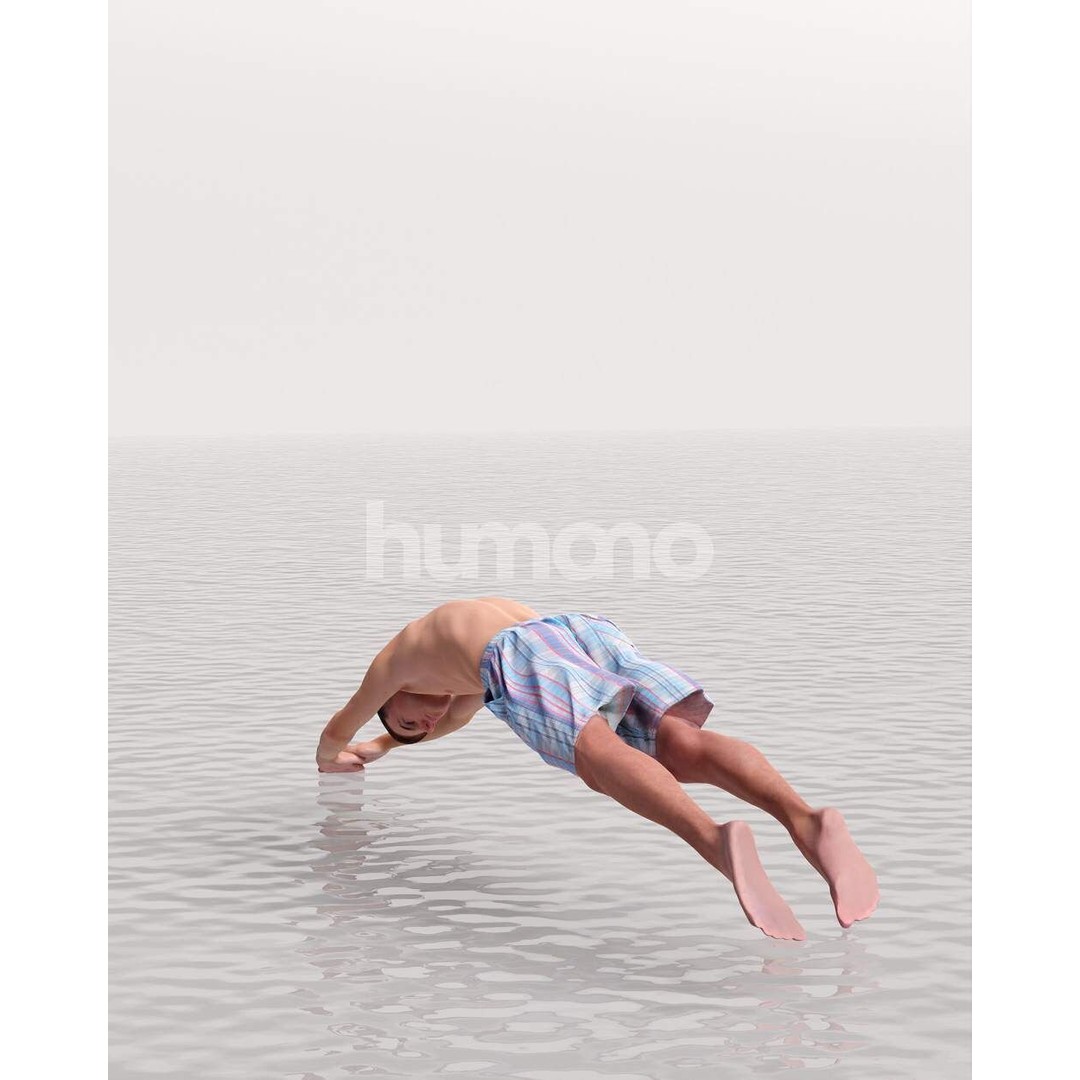 Humano Man Jumping into Pool 3D Model – Realistic PBR Character