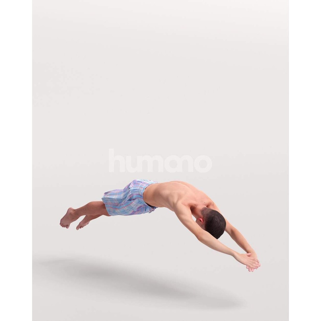 Humano Man Jumping into Pool 3D Model – Realistic PBR Character - View 10