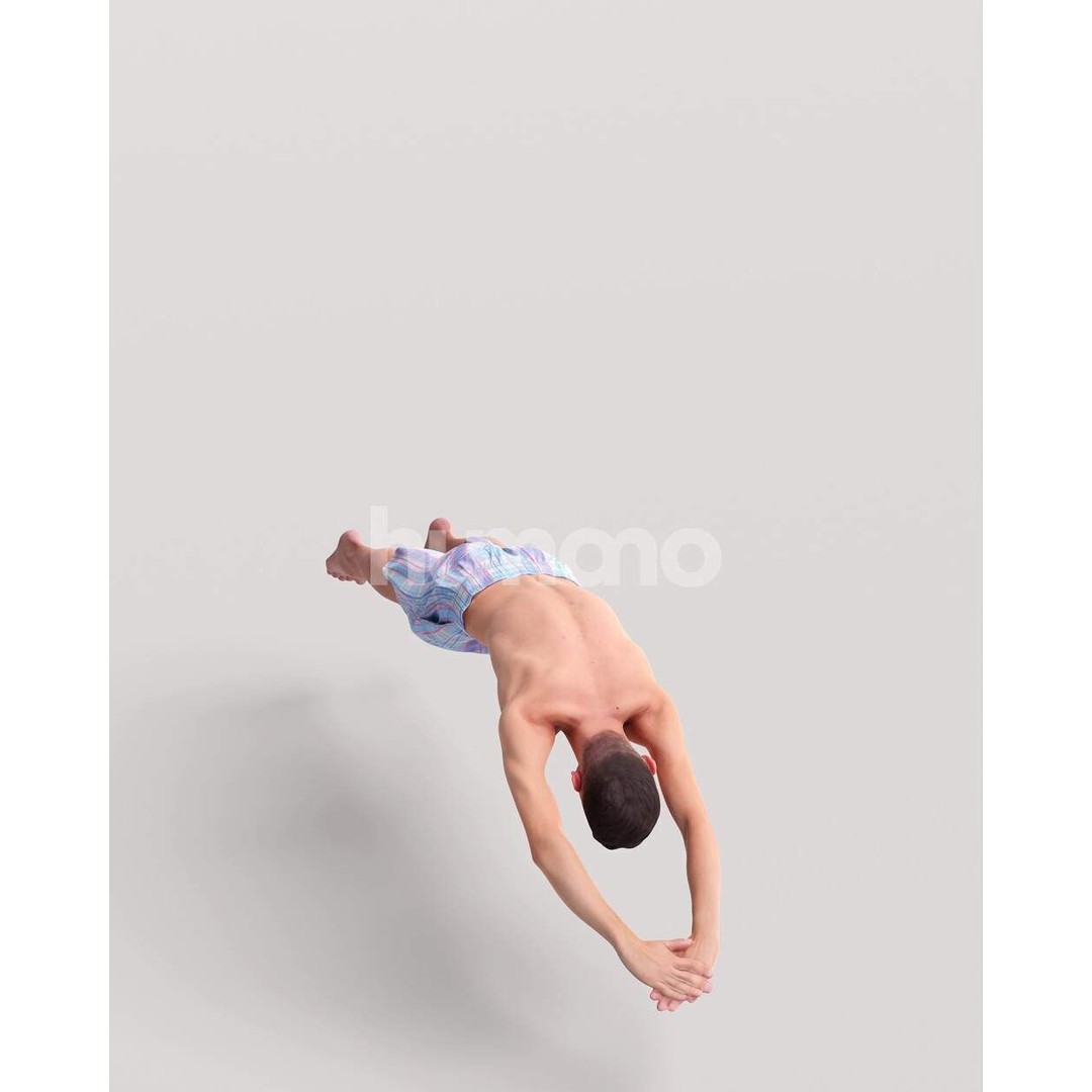 Humano Man Jumping into Pool 3D Model – Realistic PBR Character - View 12