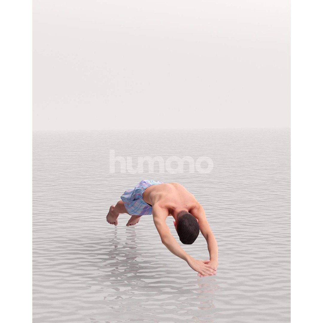 Humano Man Jumping into Pool 3D Model – Realistic PBR Character - View 13