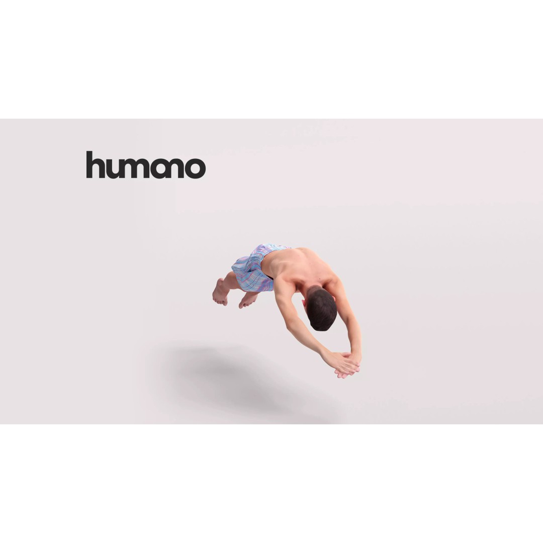 Humano Man Jumping into Pool 3D Model – Realistic PBR Character - View 2