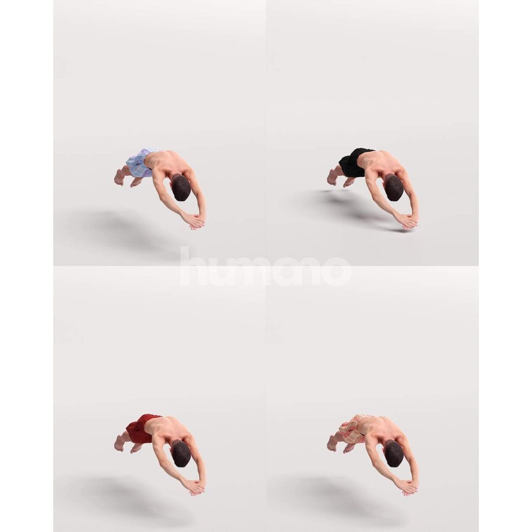 Humano Man Jumping into Pool 3D Model – Realistic PBR Character - View 3