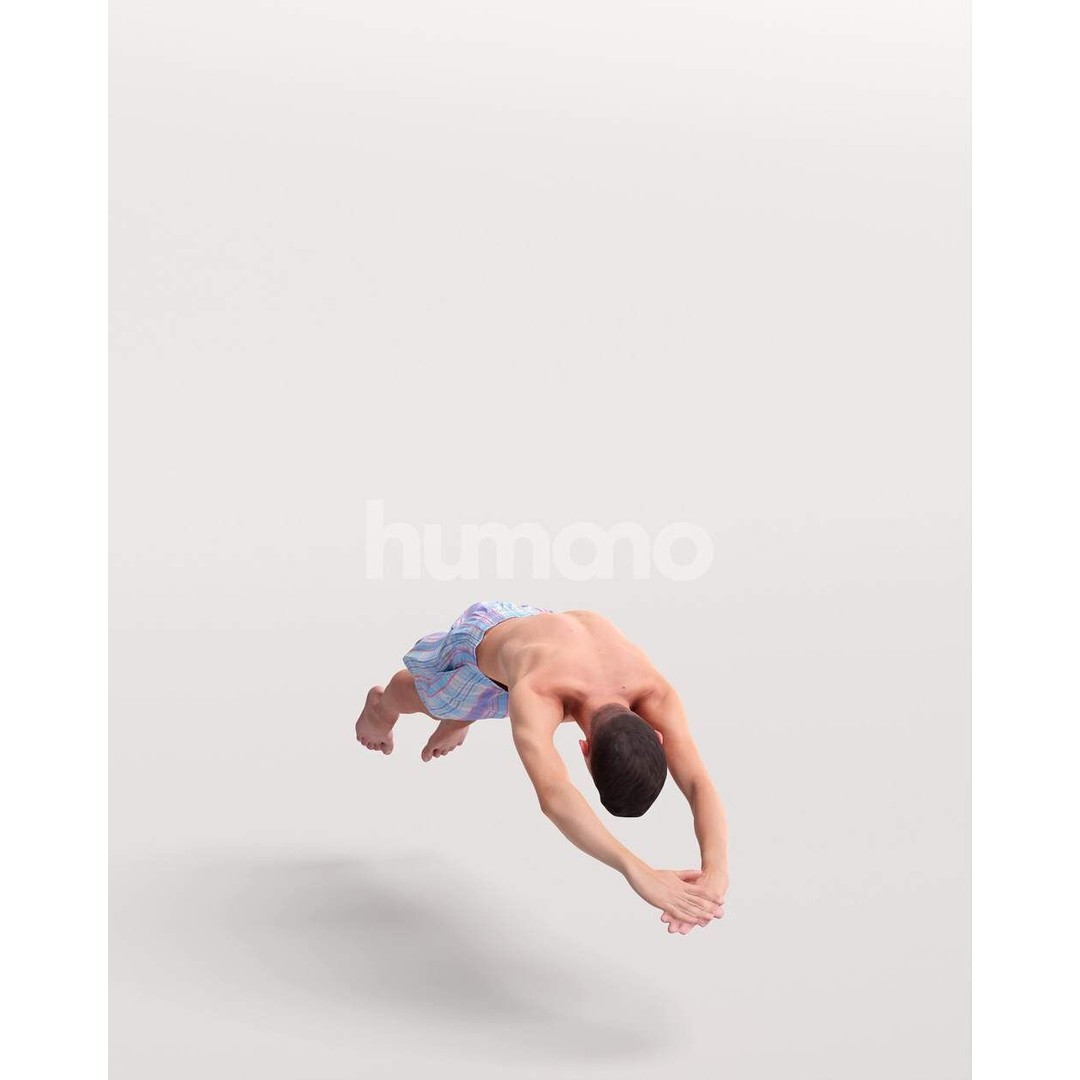 Humano Man Jumping into Pool 3D Model – Realistic PBR Character - View 5