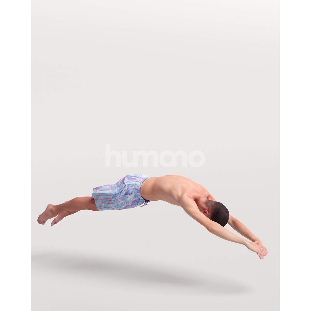 Humano Man Jumping into Pool 3D Model – Realistic PBR Character - View 6