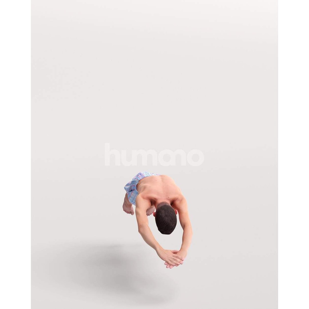 Humano Man Jumping into Pool 3D Model – Realistic PBR Character - View 7