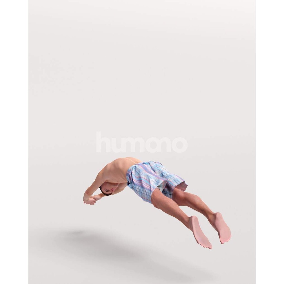 Humano Man Jumping into Pool 3D Model – Realistic PBR Character - View 8
