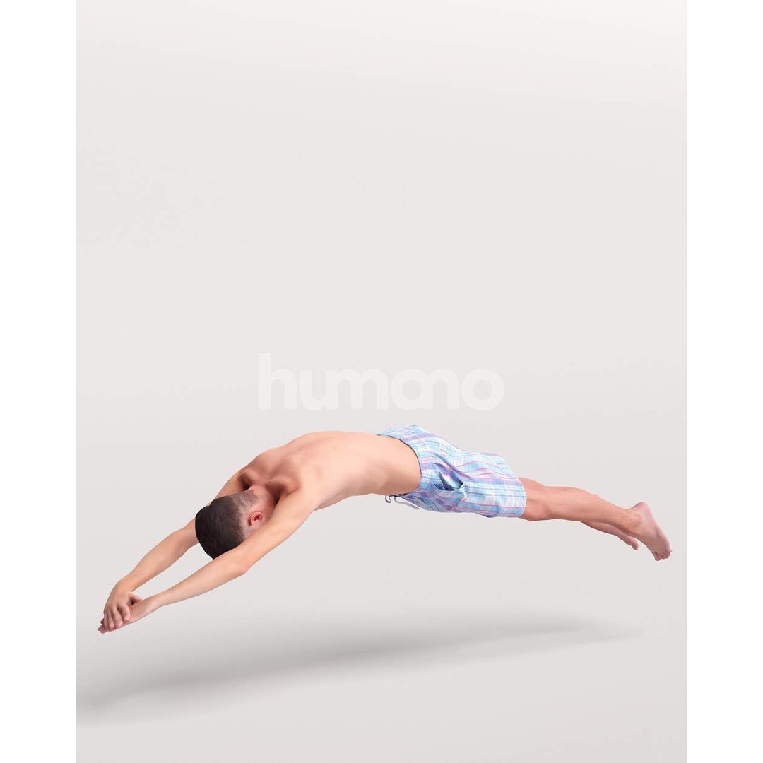 Humano Man Jumping into Pool 3D Model – Realistic PBR Character - View 9