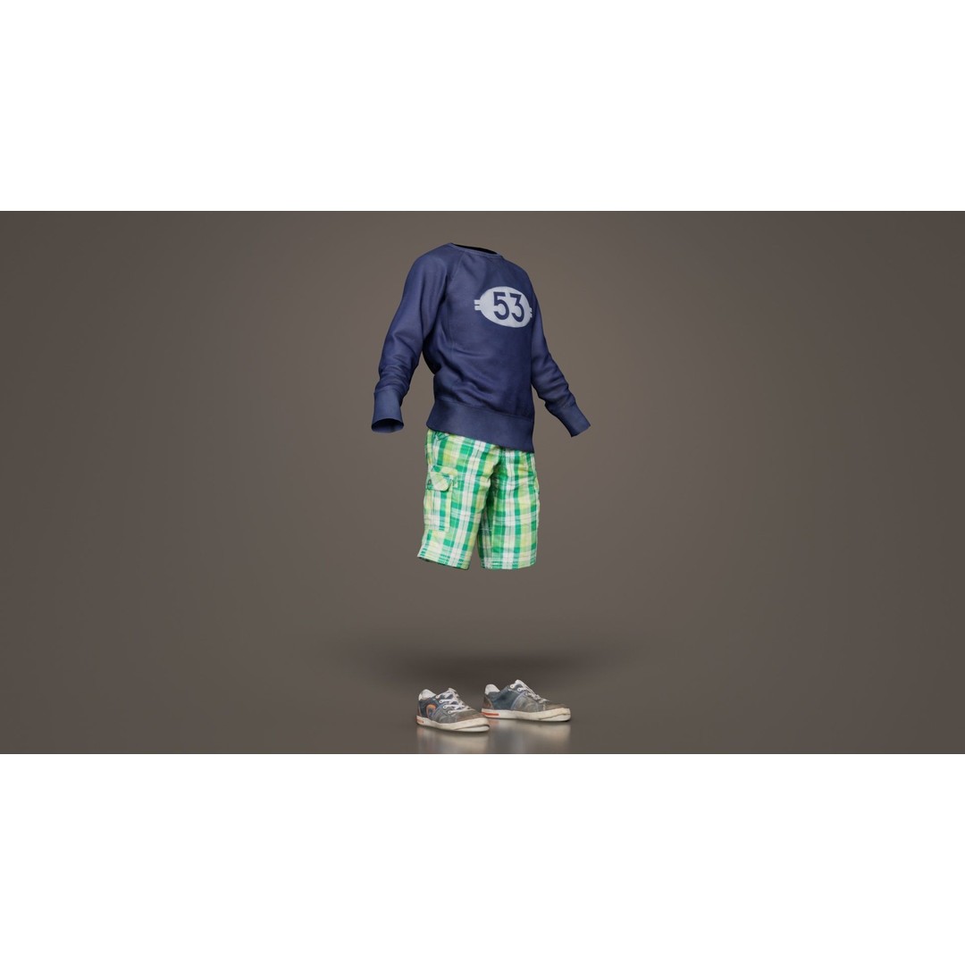 Boy Character 3D Model – Low Poly Photogrammetry Asset, FBX, PBR - View 6