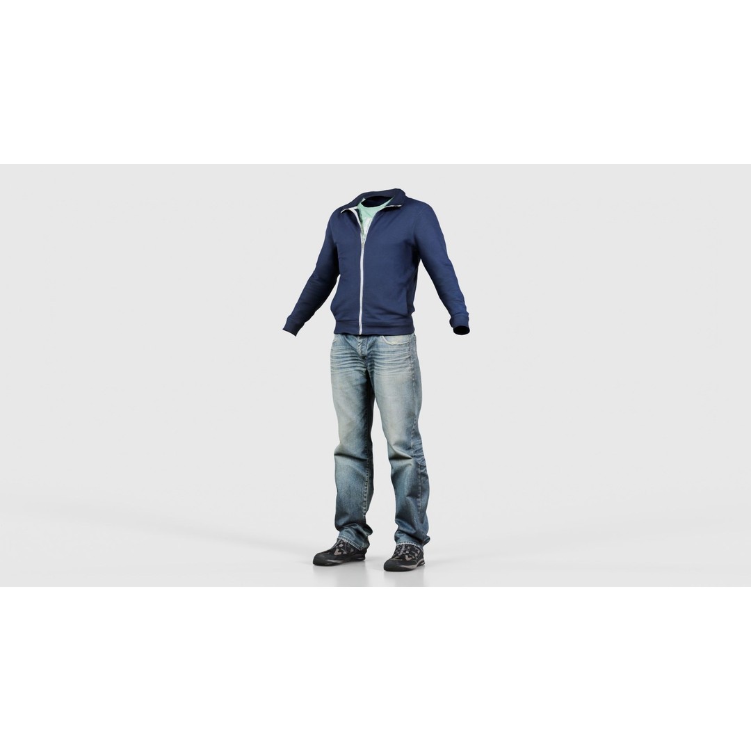 Casual Outfit 3D Model – Low Poly Male Character, FBX, Blender