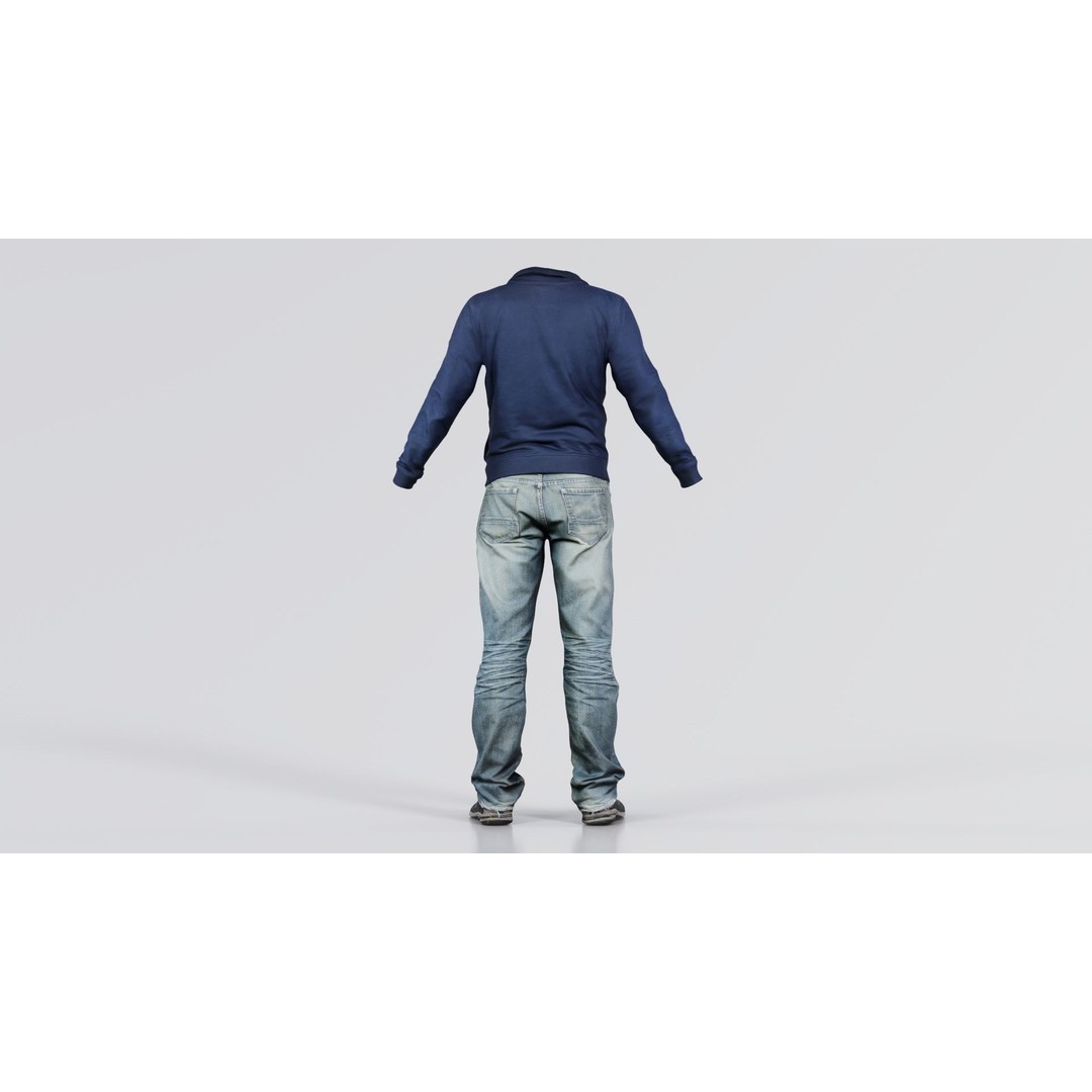 Casual Outfit 3D Model – Low Poly Male Character, FBX, Blender - View 10