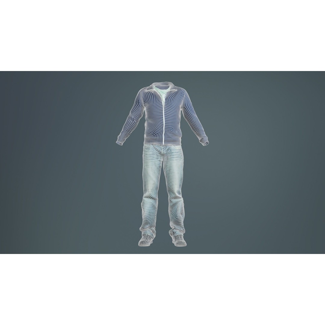 Casual Outfit 3D Model – Low Poly Male Character, FBX, Blender - View 11