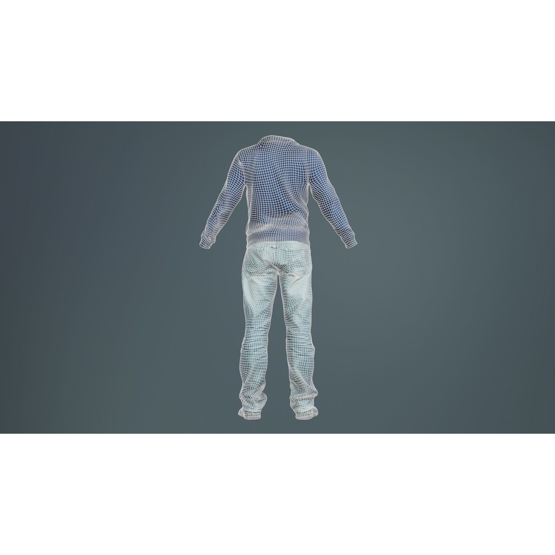 Casual Outfit 3D Model – Low Poly Male Character, FBX, Blender - View 12