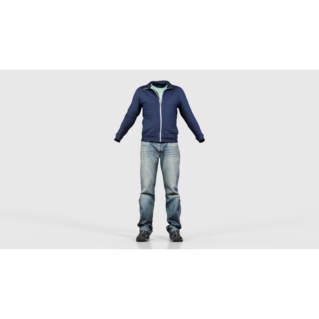 Casual Outfit 3D Model – Low Poly Male Character, FBX, Blender - View 17