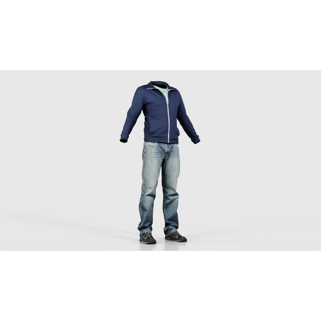 Casual Outfit 3D Model – Low Poly Male Character, FBX, Blender - View 18