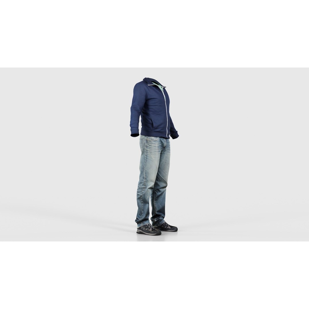 Casual Outfit 3D Model – Low Poly Male Character, FBX, Blender - View 19