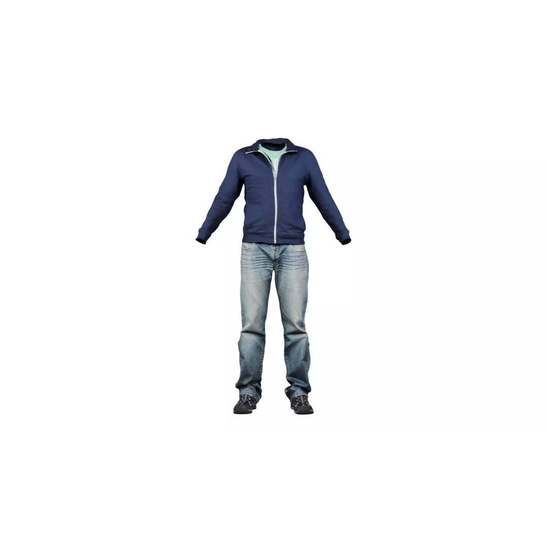 Casual Outfit 3D Model – Low Poly Male Character, FBX, Blender - View 2
