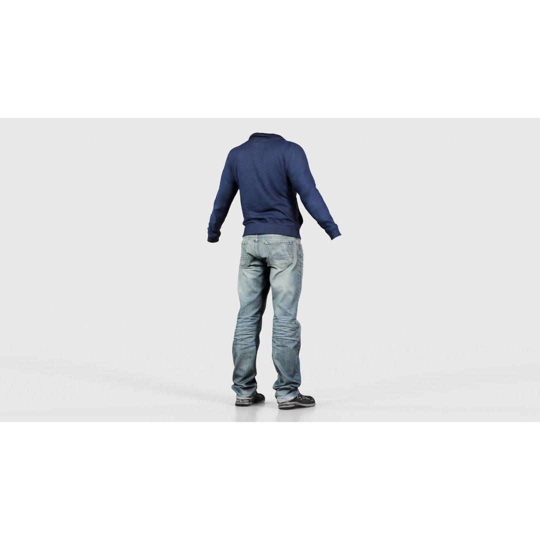Casual Outfit 3D Model – Low Poly Male Character, FBX, Blender - View 22