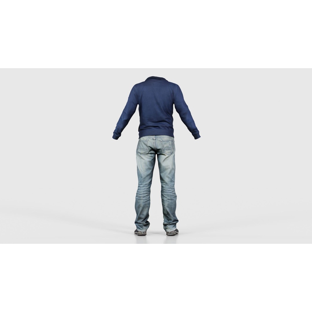 Casual Outfit 3D Model – Low Poly Male Character, FBX, Blender - View 23