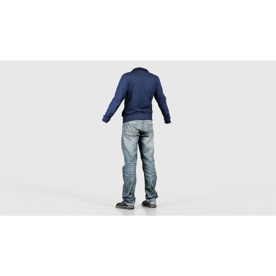 Casual Outfit 3D Model – Low Poly Male Character, FBX, Blender - View 24