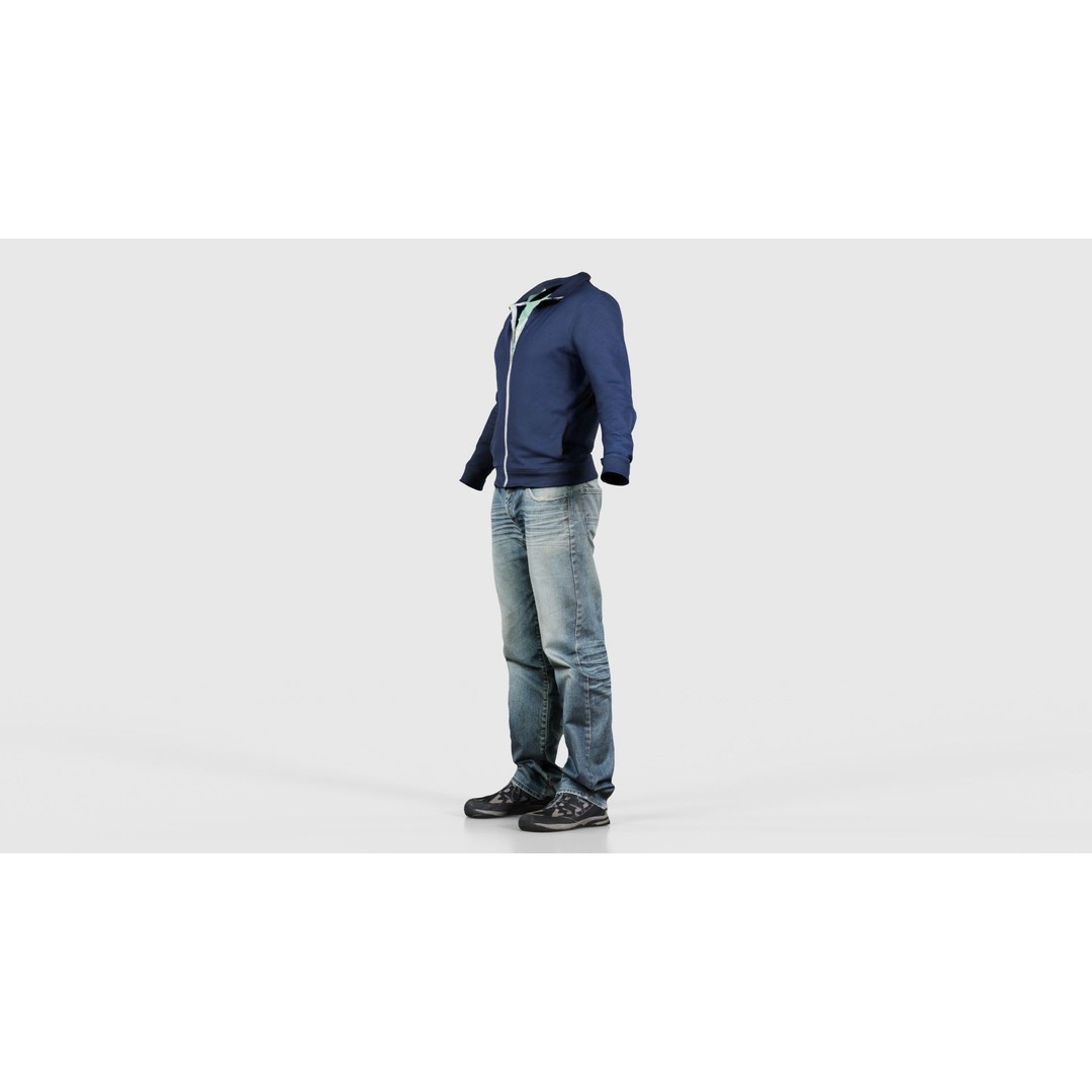Casual Outfit 3D Model – Low Poly Male Character, FBX, Blender - View 27