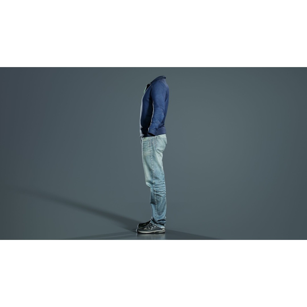 Casual Outfit 3D Model – Low Poly Male Character, FBX, Blender - View 4