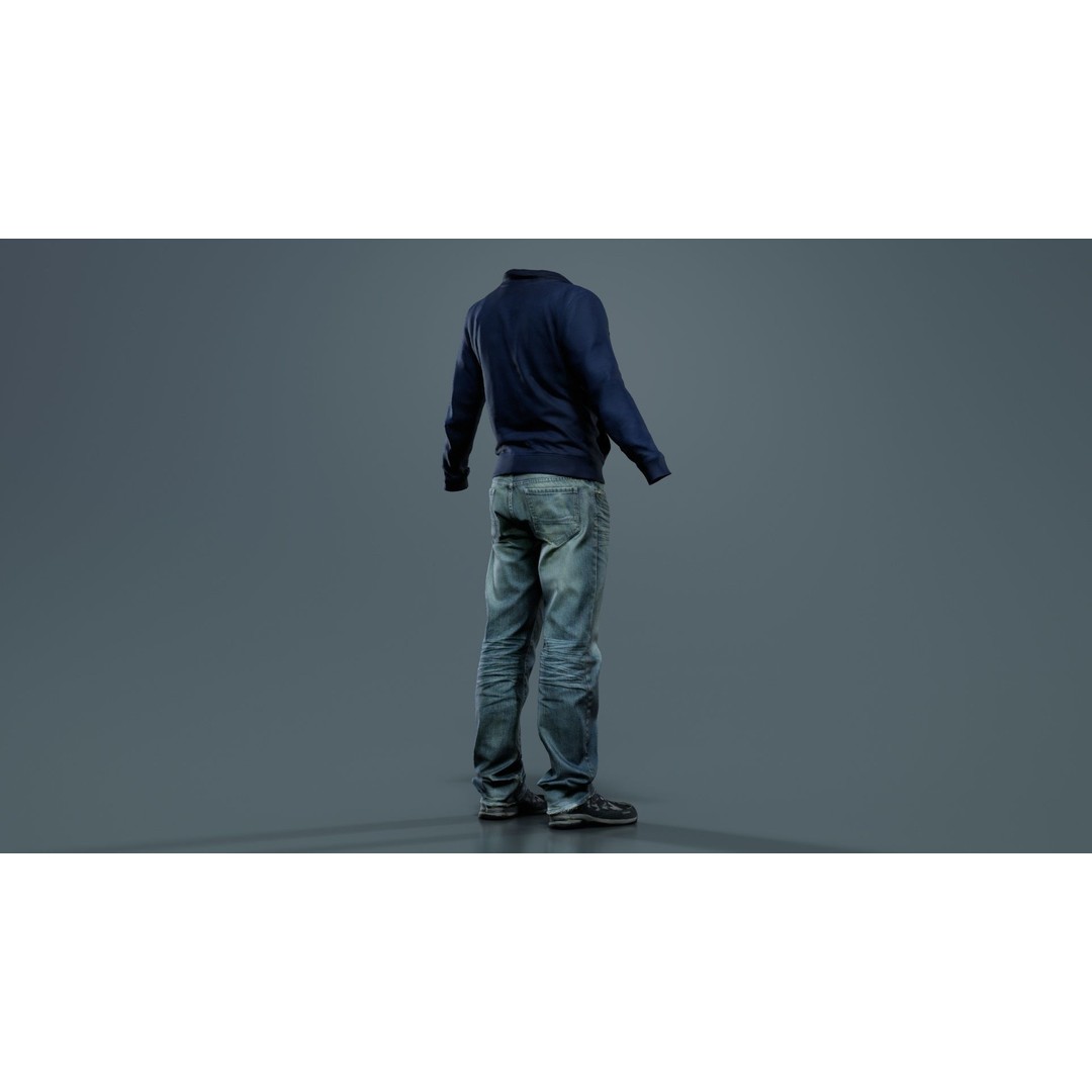 Casual Outfit 3D Model – Low Poly Male Character, FBX, Blender - View 5