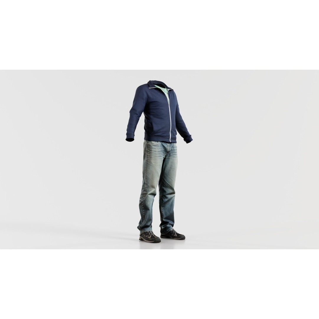 Casual Outfit 3D Model – Low Poly Male Character, FBX, Blender - View 6